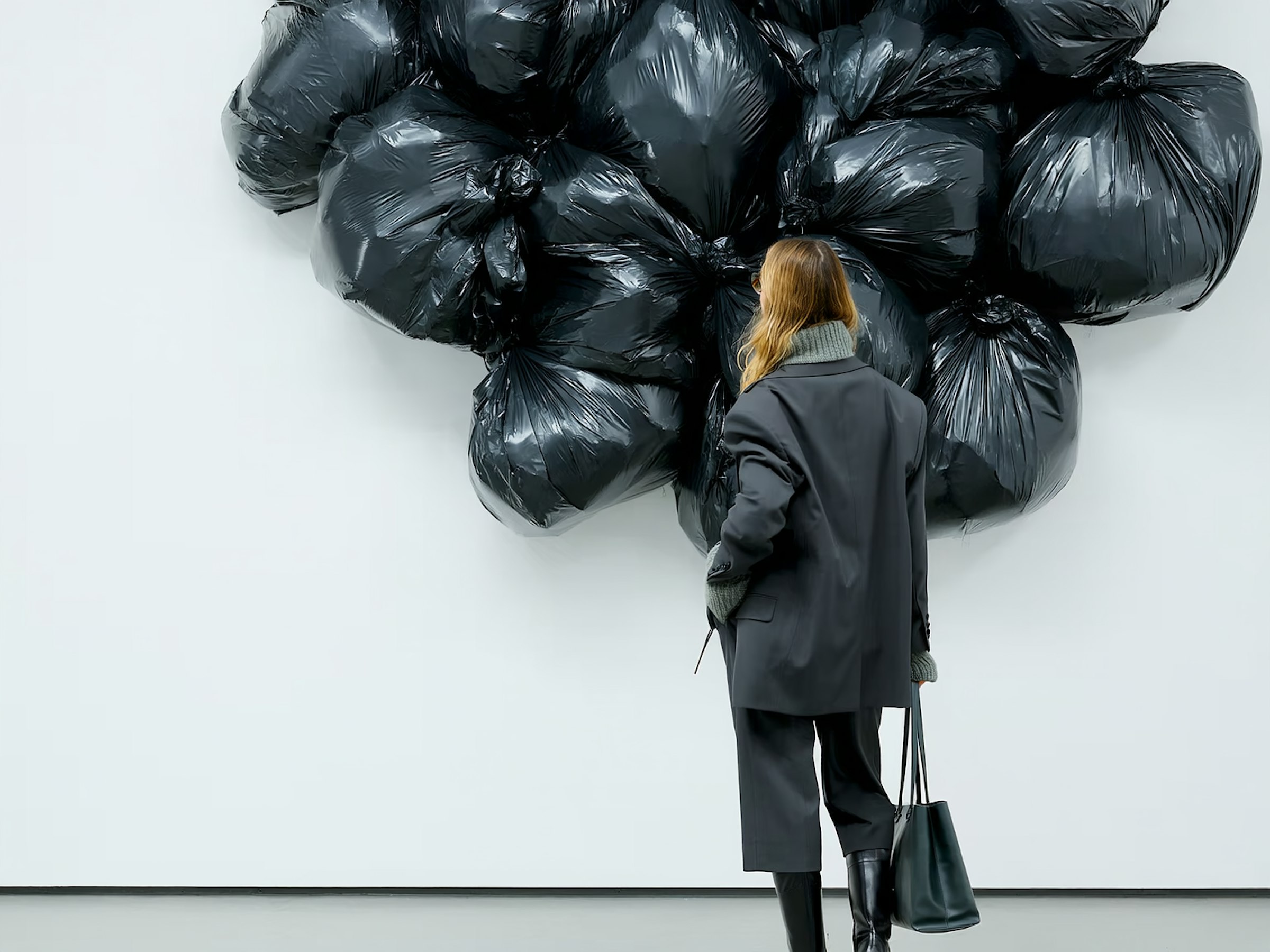 Aftercare No. 4 by josef anholt, a gallery photograph of a visitor regarding a work of art