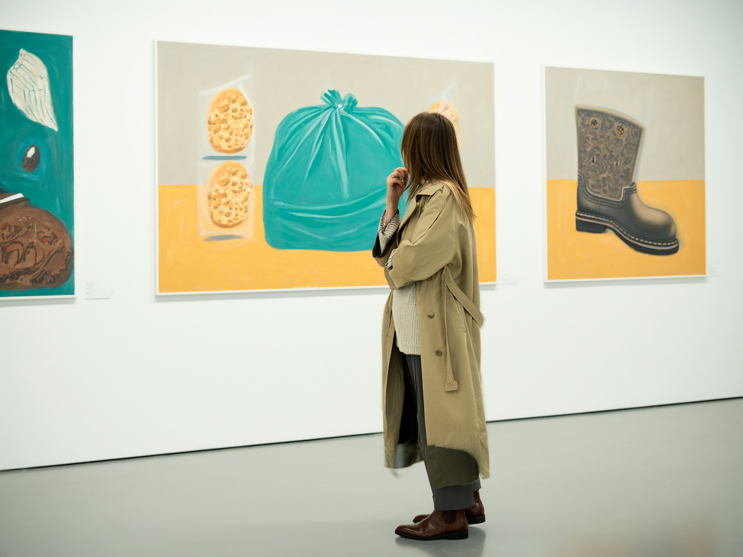 Aftercare No. 1 by josef anholt, a gallery photograph of a visitor regarding a work of art