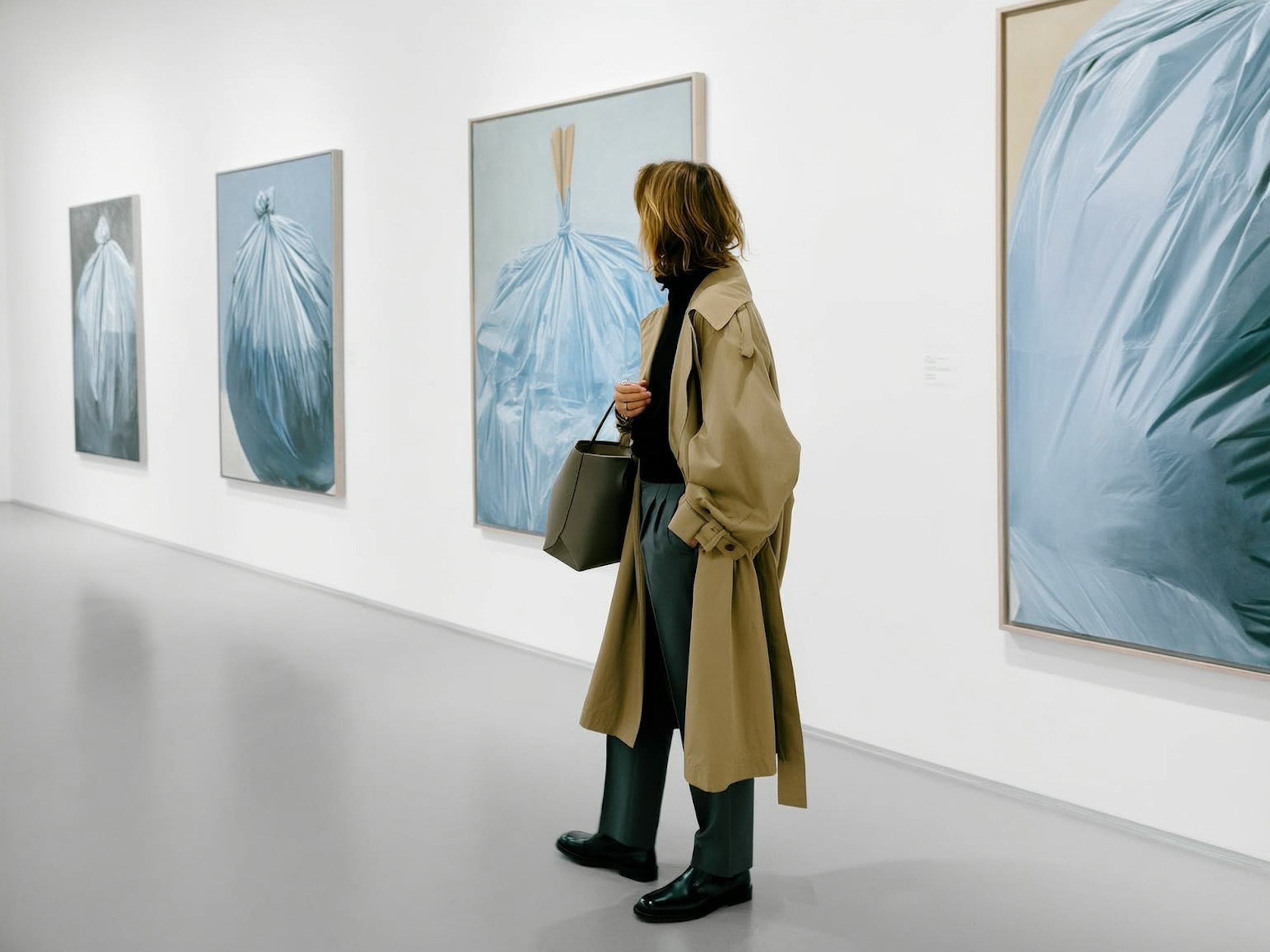Aftercare No. 2 by josef anholt, a gallery photograph of a visitor regarding a work of art
