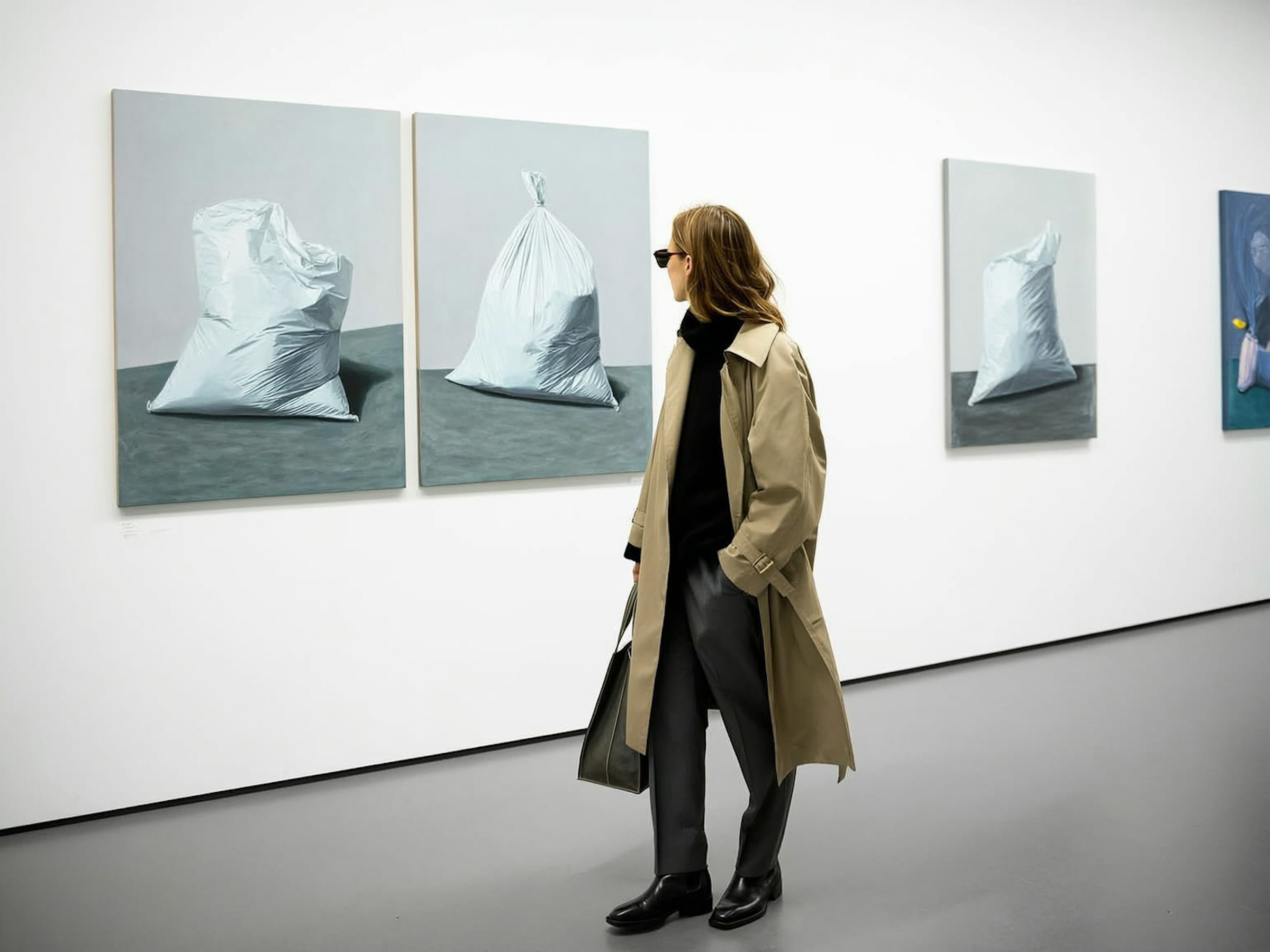 The Viewing No. 9 by mira solberg, a gallery photograph of a visitor regarding a work of art