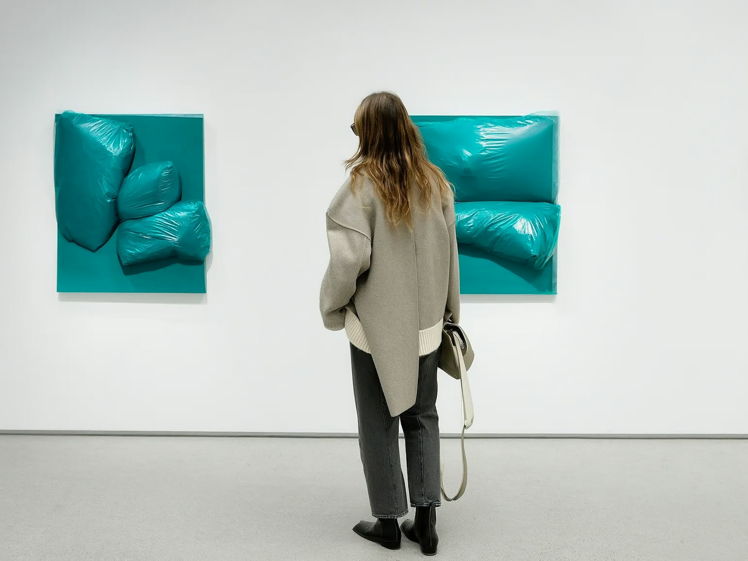 Cloakroom No. 4 by noor kassab, a gallery photograph of a visitor regarding a work of art