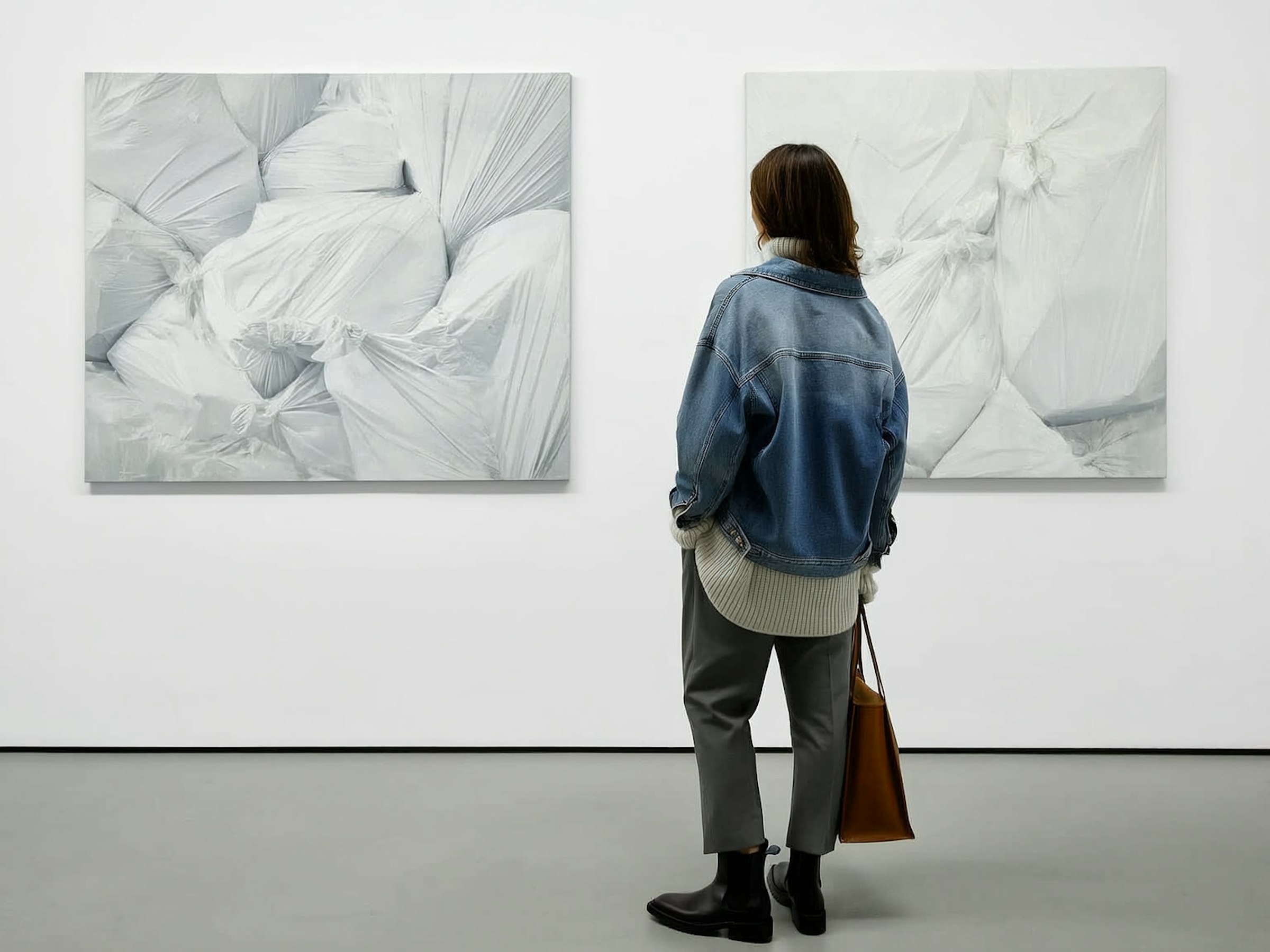 Cloakroom No. 3 by noor kassab, a gallery photograph of a visitor regarding a work of art